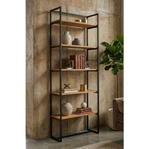 REGAŁ NA KSIĄŻKI METALOWE DREWNO LITE DĄB JESION OLCHA RNK-135